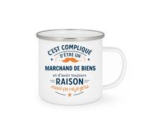 quotedazur - Mug C'est compliqué d'être un Marchand de biens et d'avoir toujours raison, mais ça va je gère - Tasse Cadeau Marchand de biens Homme - Blanc/Emaillé