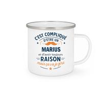 quotedazur - Mug C'est compliqué d'être un Marius et d'avoir toujours raison, mais ça va je gère - Tasse Cadeau Marius Homme - Blanc/Emaillé