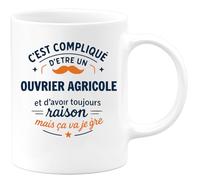quotedazur - Mug C'est compliqué d'être un Ouvrier agricole et d'avoir toujours raison, mais ça va je gère - Tasse Cadeau Ouvrier agricole Homme - Blanc/Céramique