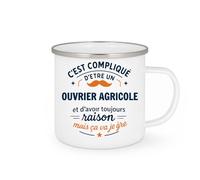 quotedazur - Mug C'est compliqué d'être un Ouvrier agricole et d'avoir toujours raison, mais ça va je gère - Tasse Cadeau Ouvrier agricole Homme - Blanc/Emaillé