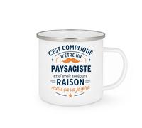 quotedazur - Mug C'est compliqué d'être un Paysagiste et d'avoir toujours raison, mais ça va je gère - Tasse Cadeau Paysagiste Homme - Blanc/Emaillé