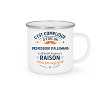 quotedazur - Mug C'est compliqué d'être un Professeur d'allemand et d'avoir toujours raison, mais ça va je gère - Tasse Cadeau Professeur d'allemand Homme - Blanc/Emaillé