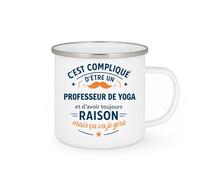 quotedazur - Mug C'est compliqué d'être un Professeur de yoga et d'avoir toujours raison, mais ça va je gère - Tasse Cadeau Professeur de yoga Homme - Blanc/Emaillé