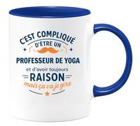 quotedazur - Mug C'est compliqué d'être un Professeur de yoga et d'avoir toujours raison, mais ça va je gère - Tasse Cadeau Professeur de yoga Homme - Bleu/Céramique