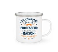 quotedazur - Mug C'est compliqué d'être un Professeur et d'avoir toujours raison, mais ça va je gère - Tasse Cadeau Professeur Homme - Blanc/Emaillé