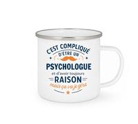 quotedazur - Mug C'est compliqué d'être un Psychologue et d'avoir toujours raison, mais ça va je gère - Tasse Cadeau Psychologue Homme - Blanc/Emaillé