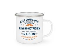 quotedazur - Mug C'est compliqué d'être un Psychomotricien et d'avoir toujours raison, mais ça va je gère - Tasse Cadeau Psychomotricien Homme - Blanc/Emaillé