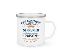 quotedazur - Mug C'est compliqué d'être un Serrurier et d'avoir toujours raison, mais ça va je gère - Tasse Cadeau Serrurier Homme - Blanc/Emaillé