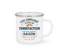 quotedazur - Mug C'est compliqué d'être un Torréfacteur et d'avoir toujours raison, mais ça va je gère - Tasse Cadeau Torréfacteur Homme - Blanc/Emaillé