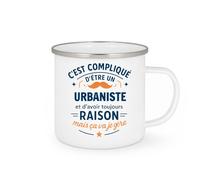 quotedazur - Mug C'est compliqué d'être un Urbaniste et d'avoir toujours raison, mais ça va je gère - Tasse Cadeau Urbaniste Homme - Blanc/Emaillé