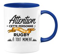 quotedazur - Mug Cette Personne Peut Parler De Rugby À Tout Moment - Bleu/Céramique
