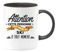 quotedazur - Mug Cette Personne Peut Parler De Ski À Tout Moment Noir/Céramique