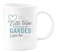 quotedazur - Mug Cette tasse a fait plus de gardes que toi - Tasse Cadeau Infirmière Femme - Blanc/Céramique