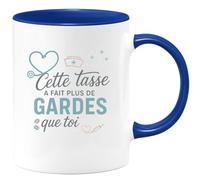 quotedazur - Mug Cette tasse a fait plus de gardes que toi - Tasse Cadeau Infirmière Femme - Bleu/Céramique