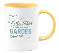 quotedazur - Mug Cette tasse a fait plus de gardes que toi - Tasse Cadeau Infirmière Femme - Jaune/Céramique