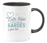 quotedazur - Mug Cette tasse a fait plus de gardes que toi - Tasse Cadeau Infirmière Femme - Noir/Céramique