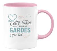 quotedazur - Mug Cette tasse a fait plus de gardes que toi - Tasse Cadeau Infirmière Femme - Rose/Céramique