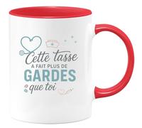 quotedazur - Mug Cette tasse a fait plus de gardes que toi - Tasse Cadeau Infirmière Femme - Rouge/Céramique
