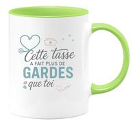 quotedazur - Mug Cette tasse a fait plus de gardes que toi - Tasse Cadeau Infirmière Femme - Vert/Céramique
