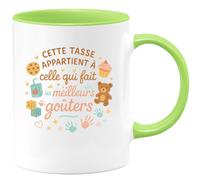 quotedazur - Mug Cette tasse appartient à celle qui fait les meilleurs goûters - Tasse Cadeau Nounou Femme - Vert/Céramique