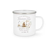quotedazur - Mug Cette tasse appartient à une Maman Zen qui gère le chaos avec grâce (et café) - Tasse Cadeau Maman Zen Femme - Blanc/Emaillé