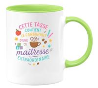 quotedazur - Mug Cette tasse contient le carburant d'une maîtresse extraordinaire - Tasse Cadeau Maîtresse Femme - Vert/Céramique