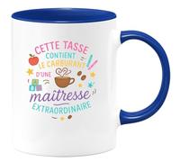 quotedazur - Mug Cette tasse contient le carburant d'une maîtresse extraordinaire - Tasse Cadeau Maîtresse Femme - Bleu/Céramique