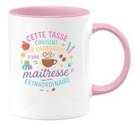 quotedazur - Mug Cette tasse contient le carburant d'une maîtresse extraordinaire - Tasse Cadeau Maîtresse Femme - Rose/Céramique