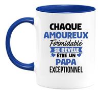 quotedazur - Mug Chaque Amoureux Formidable Se Révèle Être Un Papa Exceptionnel Cadeau Futur Surprise Annonce Grossesse Garçon/Fille Naissance Bébé Gender Reveal Bleu/Céramique