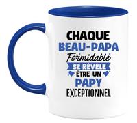 quotedazur - Mug Chaque Beau-Papa Formidable Se Révèle Être Un Papy Exceptionnel Cadeau Futur Surprise Annonce Grossesse Garçon/Fille Naissance Bébé Gender Reveal Bleu/Céramique