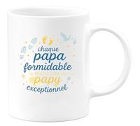 quotedazur - Mug chaque papa formidable se révèle être un papy exceptionnel - Tasse Cadeau Annonce grossesse naissance futur papy Homme - Blanc/Céramique