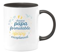 quotedazur - Mug chaque papa formidable se révèle être un papy exceptionnel - Tasse Cadeau Annonce grossesse naissance futur papy Homme - Noir/Céramique