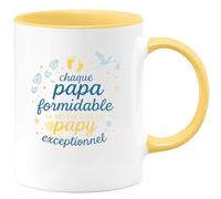 quotedazur - Mug chaque papa formidable se révèle être un papy exceptionnel - Tasse Cadeau Annonce grossesse naissance futur papy Homme - Jaune/Céramique
