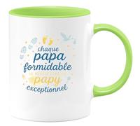 quotedazur - Mug chaque papa formidable se révèle être un papy exceptionnel - Tasse Cadeau Annonce grossesse naissance futur papy Homme - Vert/Céramique