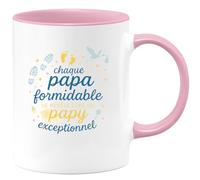 quotedazur - Mug chaque papa formidable se révèle être un papy exceptionnel - Tasse Cadeau Annonce grossesse naissance futur papy Homme - Rose/Céramique