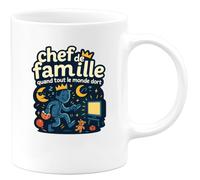 quotedazur - Mug chef de famille... quand tout le monde dort - Tasse Cadeau Humour Homme - Blanc/Céramique