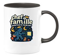 quotedazur - Mug chef de famille... quand tout le monde dort - Tasse Cadeau Humour Homme - Noir/Céramique