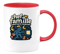 quotedazur - Mug chef de famille... quand tout le monde dort - Tasse Cadeau Humour Homme - Rouge/Céramique