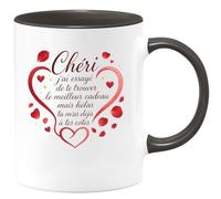quotedazur - Mug chéri j'ai essayé de te trouver le meilleur cadeau mais hélas tu m'as déjà à tes côtés - Tasse Cadeau Saint-Valentin, Amour, Couple Homme - Noir/Céramique