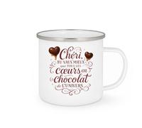 quotedazur - Mug Chéri, tu vaux mieux que tous les cœurs en chocolat de l'univers - Tasse Cadeau Amour, Saint-Valentin, Couple Homme - Blanc/Emaillé