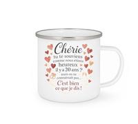 quotedazur - Mug Chérie tu te souviens comme nous étions heureux il y a 20 ans ? mais on ne connaissait pas... C'est bien ce que je dis ! - Tasse Cadeau Amour - Blanc/Emaillé