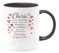 quotedazur - Mug Chérie tu te souviens comme nous étions heureux il y a 20 ans ? mais on ne connaissait pas... C'est bien ce que je dis ! - Tasse Cadeau Amour - Noir/Céramique
