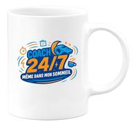 quotedazur - Mug Coach 24/7, même dans mon sommeil - Tasse Cadeau Coach Homme - Blanc/Céramique