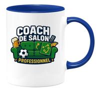 quotedazur - Mug coach de salon professionnel - Tasse Cadeau Football Homme - Bleu/Céramique