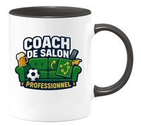 quotedazur - Mug coach de salon professionnel - Tasse Cadeau Football Homme - Noir/Céramique