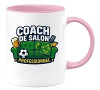 quotedazur - Mug coach de salon professionnel - Tasse Cadeau Football Homme - Rose/Céramique
