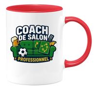 quotedazur - Mug coach de salon professionnel - Tasse Cadeau Football Homme - Rouge/Céramique