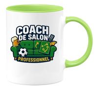 quotedazur - Mug coach de salon professionnel - Tasse Cadeau Football Homme - Vert/Céramique
