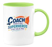 quotedazur - Mug Coach : parce que superhéros était déjà pris - Tasse Cadeau Coach Homme - Vert/Céramique