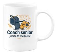 quotedazur - Mug Coach senior, junior en modestie - Tasse Cadeau Coach Homme - Blanc/Céramique